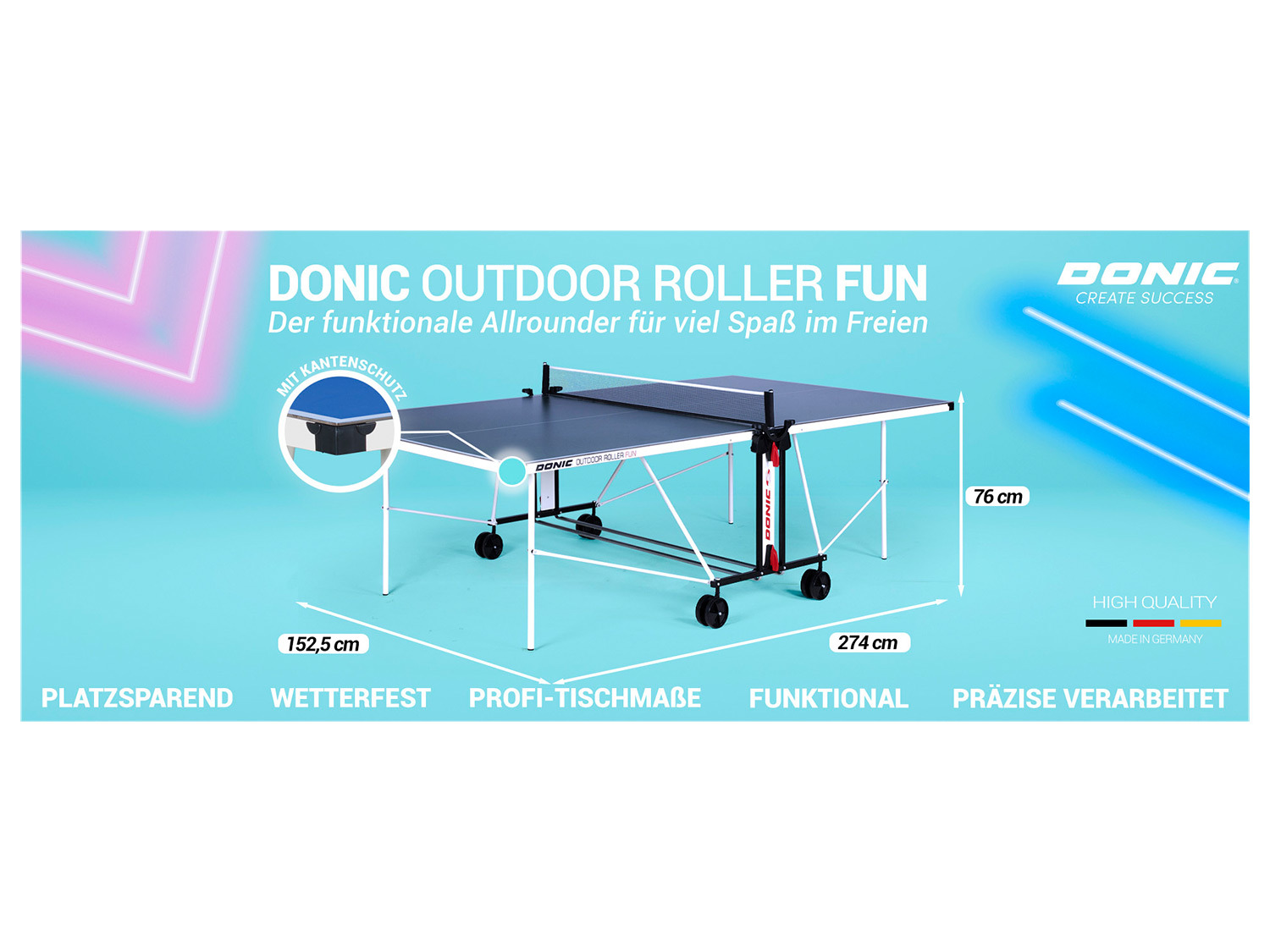 DONIC Tischtennisplatte Roller Outdoor Fun | LIDL