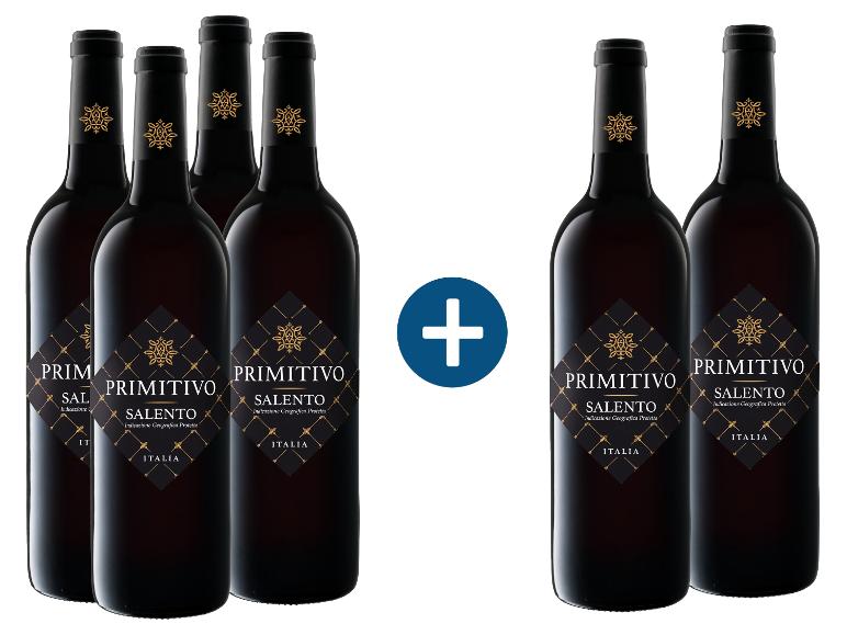 4 plus 2 Weinpaket Primitivo Salento IGP trockener Rotwein.