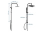 Zwei schwarze Duschsets mit Regendusche und Handbrause.