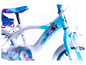 Ein blaues und weißes Fahrrad mit Frozen-Motiv.