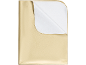 Goldene wasserdichte Decke mit weißer Rückseite, diagonal gefaltet.
