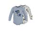 Set aus 2 langärmeligen Babybodys, einem blauen mit Mickey und einem weißen mit Mustern.