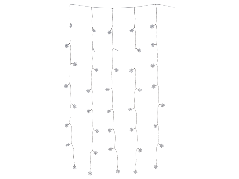 LED-Lichterkette in Schneeflockenform für festliche Dekoration.