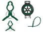 Gartenzubehör-Set: grüne Pflanzenclips, Gartendraht auf Spule mit Schneider und Kabelbinder.