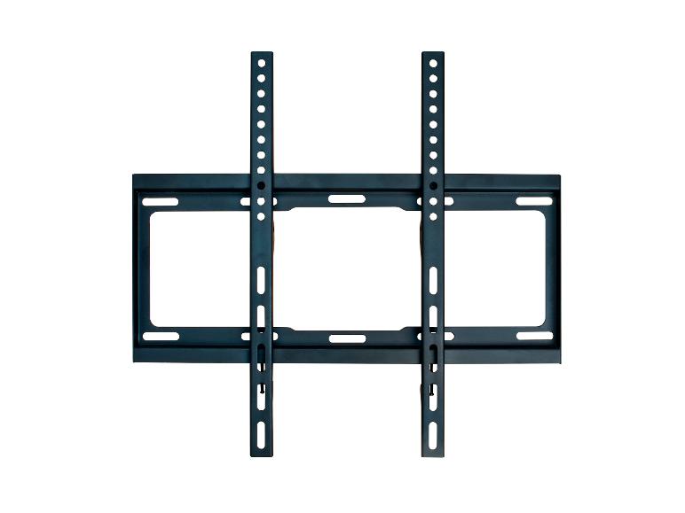 Schwarze TV-Wandhalterung aus Metall mit mehreren Löchern für verstellbare Befestigung