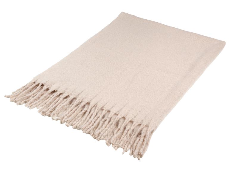 Hellbeige Kuscheldecke mit Fransen