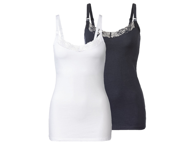 Zwei weiße und schwarze Tanktops mit Spitze