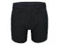 Ein Paar schwarze Herren-Boxershorts mit sichtbarem Markennamen am Bund.