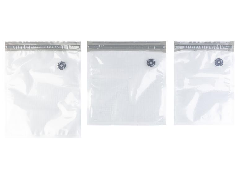 Drei Vakuumbeutel in verschiedenen Größen.