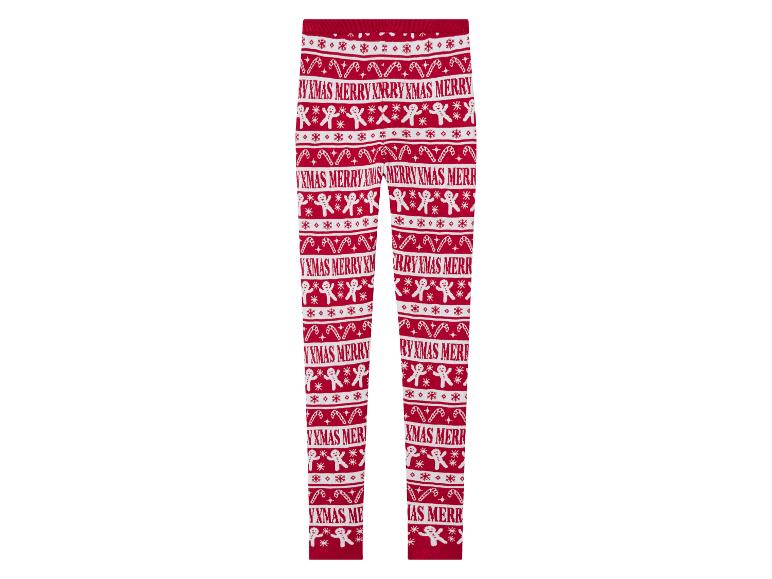 Rote Weihnachtsleggings mit Lebkuchenmann-Muster.
