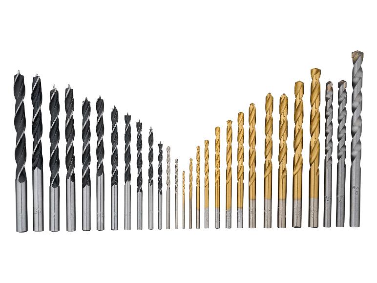 Bohrer-Set für Holz, Metall und Mauerwerk in verschiedenen Größen.