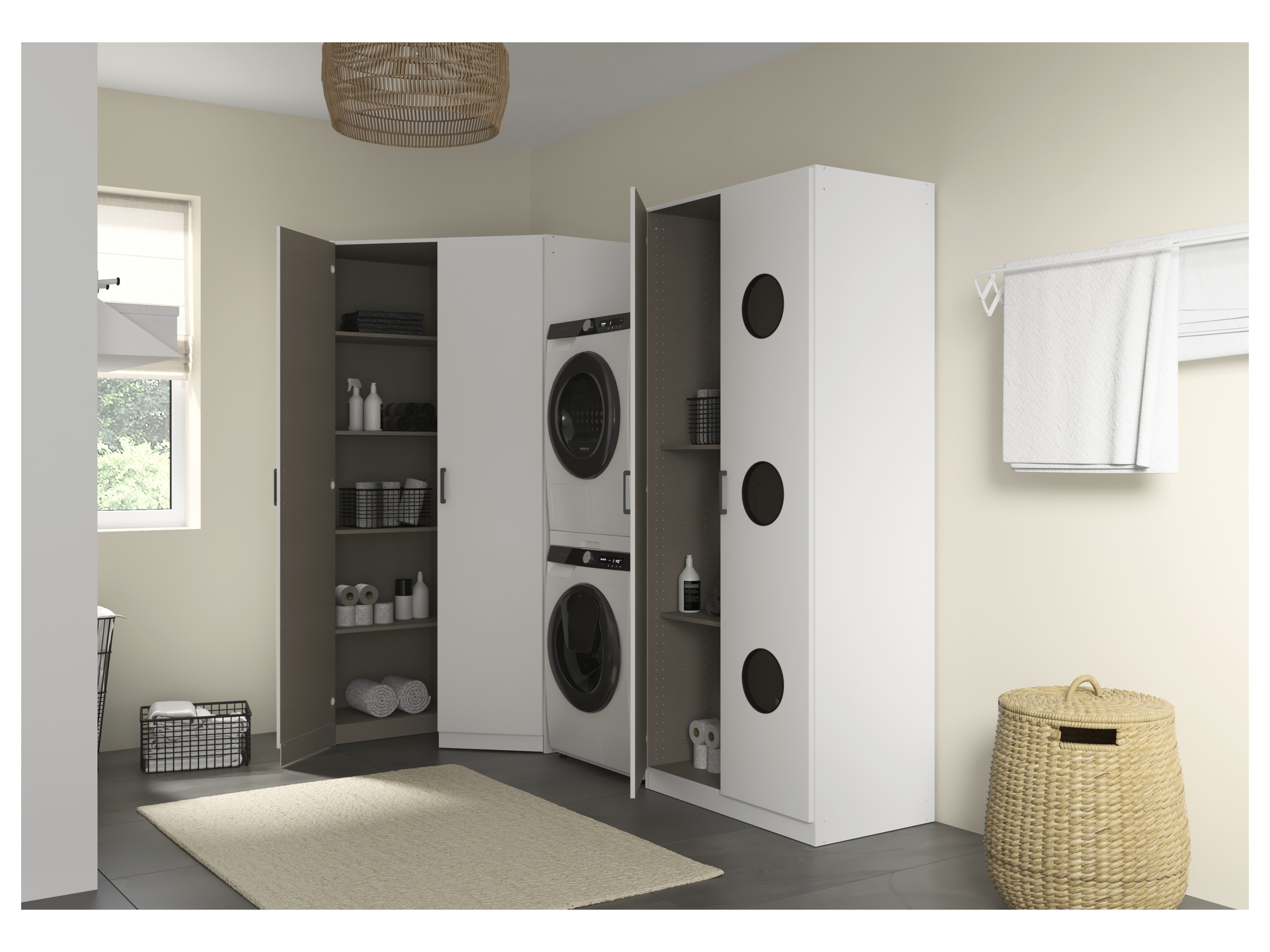 Thumbnail - rauch BLUE Allrounder, Grundelement Wäscheschrank 2trg (+ Eckschrank, Alpinweiß)