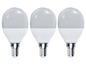Drei LED-Lampen mit E14-Sockel.