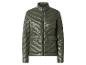 Glänzende olivgrüne Steppjacke mit Stehkragen und zwei Vordertaschen