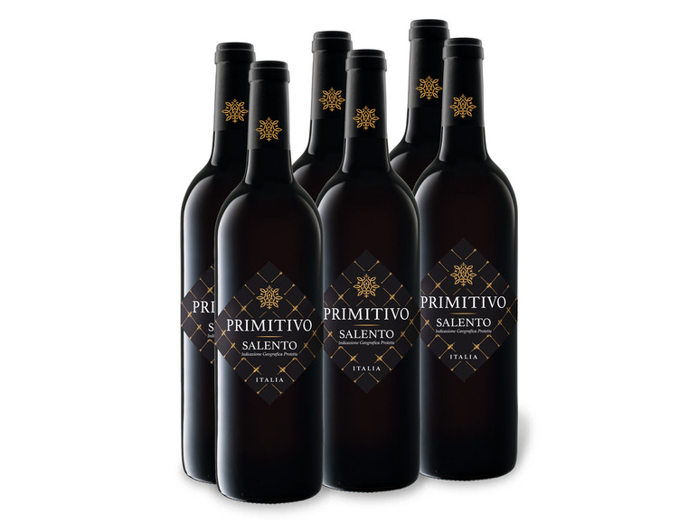 Gehe zu Vollbildansicht: 6 x 0,75-l-Flasche Weinpaket Primitivo Salento IGP trocken, Rotwein - Bild 1