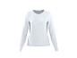 Weißes Damen-Langarm-Sweatshirt mit Rundhalsausschnitt.