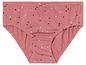 Ein rosafarbener Slip mit weißen und braunen Punkten.