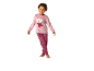 Kleines Mädchen in rosa Fleece-Pyjama mit Bärenmotiv