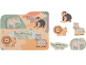 Holzpuzzle mit Safari-Tieren: Elefant, Affe, Löwe, Zebra und Krokodil.