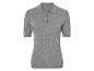 Graues geripptes Poloshirt mit kurzen Ärmeln.