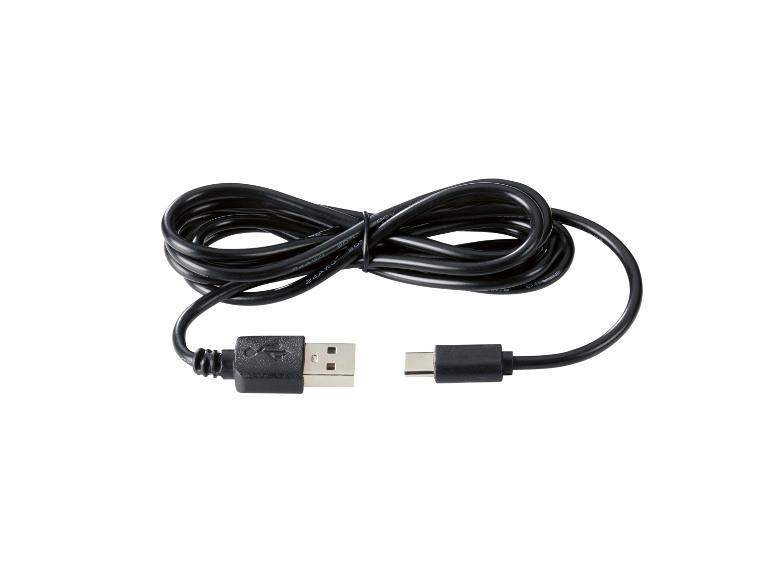Schwarzes USB-Kabel mit USB-A und USB-C Anschlüssen.