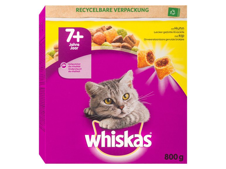 Gehe zu Vollbildansicht: Whiskas Katzentrockenfutter 7+ mit Huhn, 5 x 800 g - Bild 2
