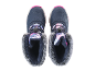 Dunkelblaue Kinder-Schneestiefel mit rosa Details und grauem Kunstfell