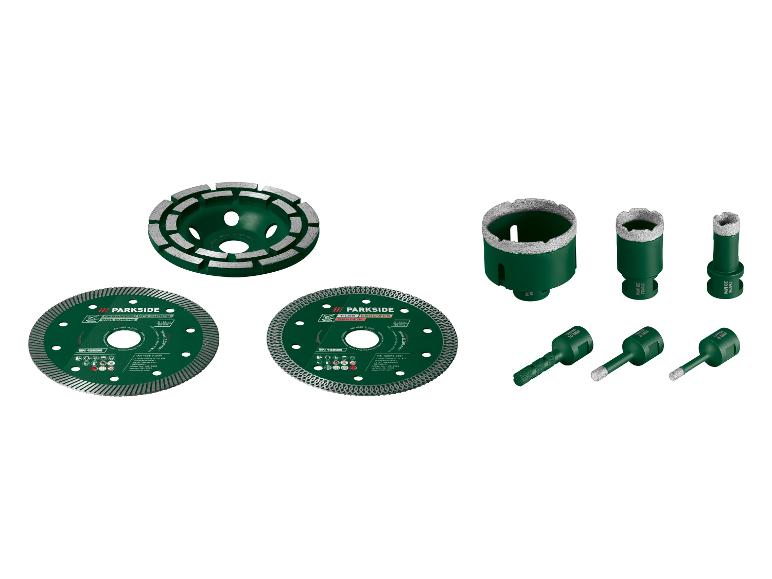 Grüne Trennscheiben und Bohrer für Fliesen und Keramik