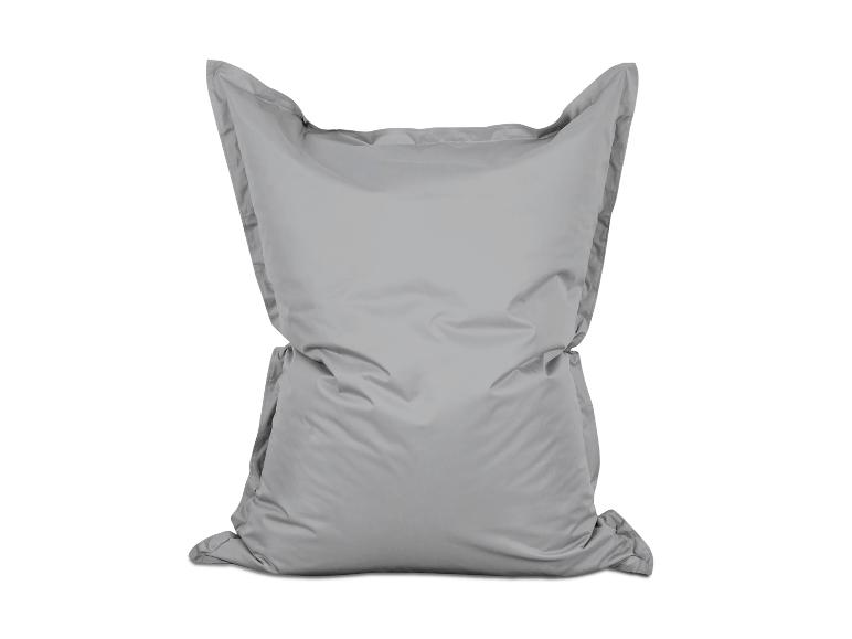 Ein grauer Sitzsack.