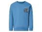Blaues Sweatshirt mit Feuerwehrauto-Aufdruck und dem Text „TO THE RESCUE“.