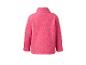 Rosa Fleecejacke mit Stehkragen, Rückansicht.