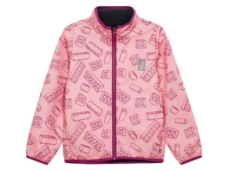 Rosa Kinder-Fleecejacke mit Bausteinmuster.