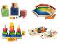 Holzspielzeug für Kinder: Stapelblöcke, Formpuzzles und Stapelringe.