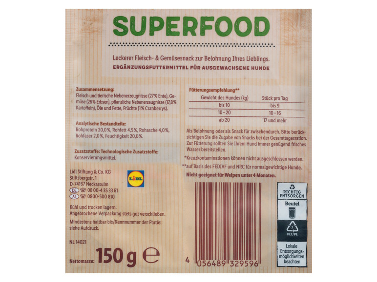 Gehe zu Vollbildansicht: ORLANDO Pure Taste Getreidefreie Hundesnacks Ente mit Superfood, 2 x 150 g - Bild 3