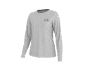 Graues Langarmshirt mit dem Schriftzug „Happy Holidays“.