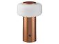 Tragbare Kupfer-Tischlampe mit weißem Diffusor und Netzschalter.