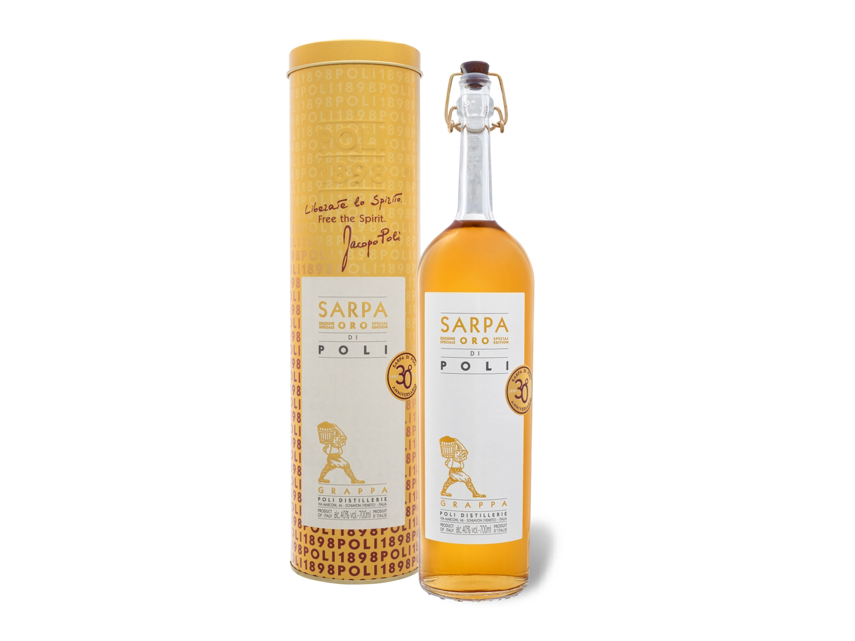 Grappa Sarpa Oro di Poli mit Geschenkbox 40% Vol | 08014115000512