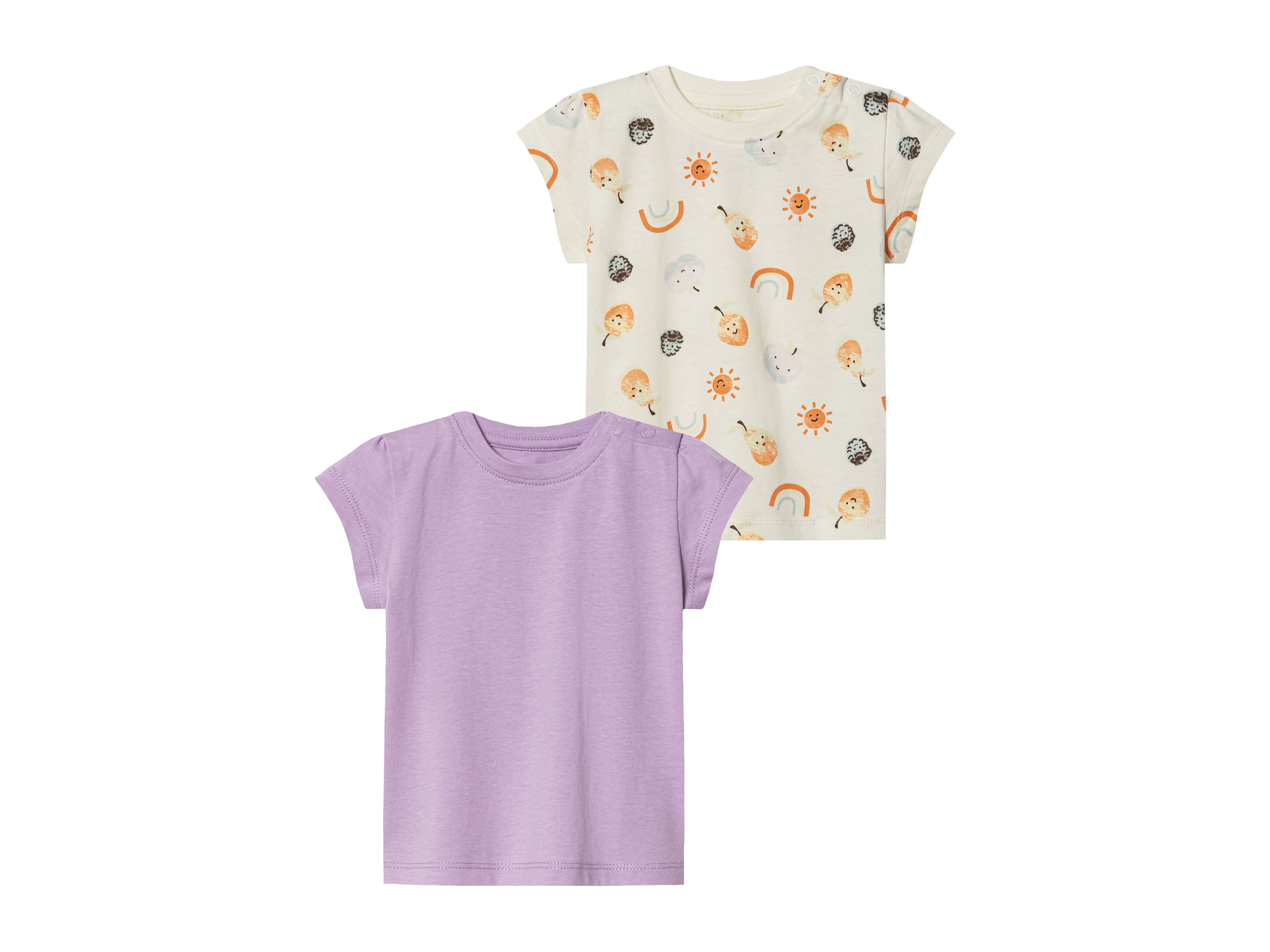 LUPILU® Baby T-Shirts, 2 Stück (lila/weiß, 62/68)