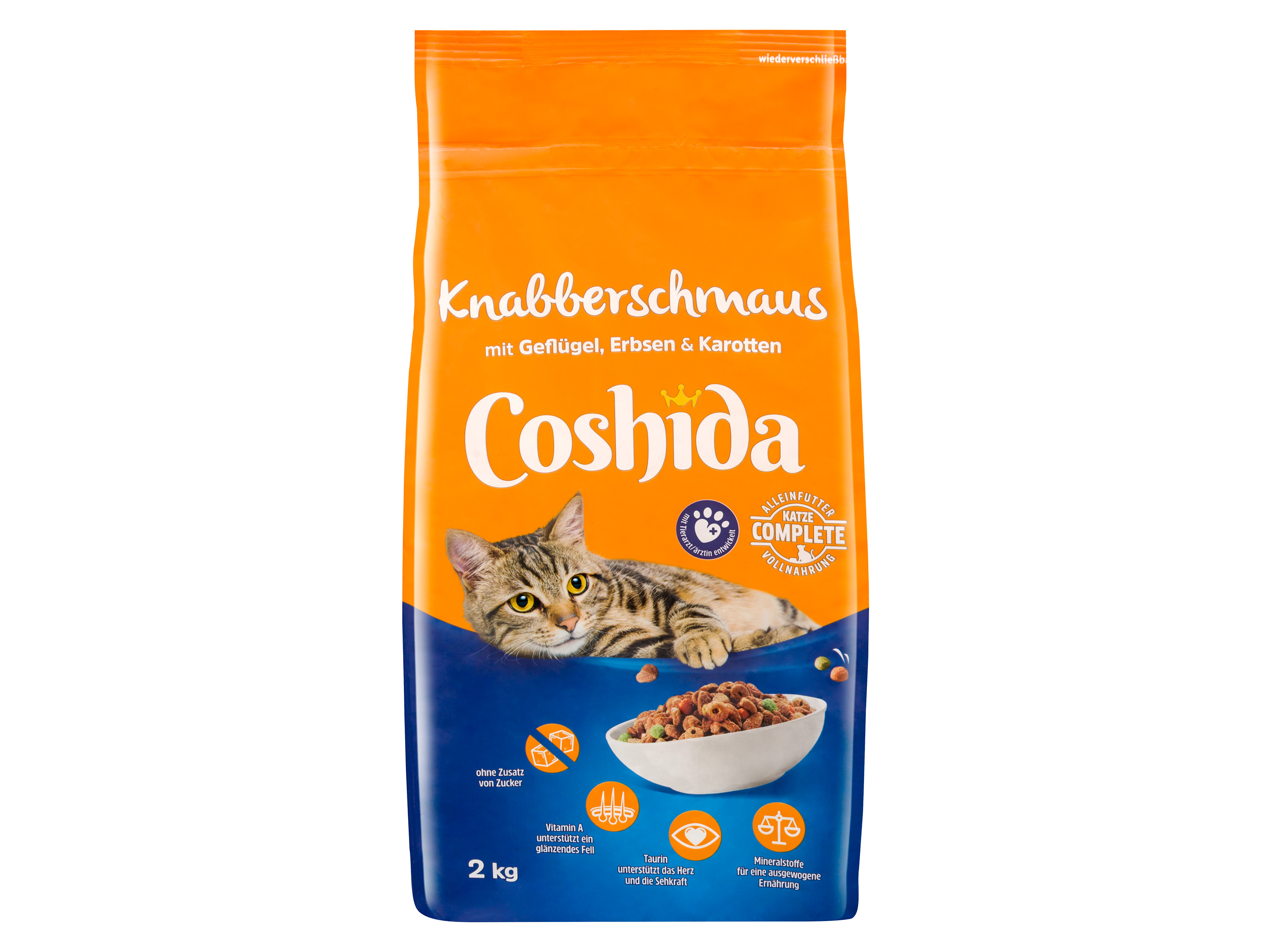 COSHIDA Katzentrockenfutter Geflügel, Erbsen & Karotten, 3x 2kg