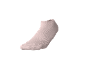 Heller rosafarbener Socken auf schwarzem Hintergrund.