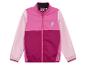 Rosa und fuchsia Kinderjacke mit Reißverschluss, Stehkragen und langen Ärmeln.