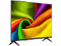 Moderner Fernseher mit einem lebendigen, farbenfrohen Display aus wirbelnden Stoffen.