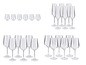 Ein Set Gläser, darunter Champagner-, Wein- und Wassergläser.
