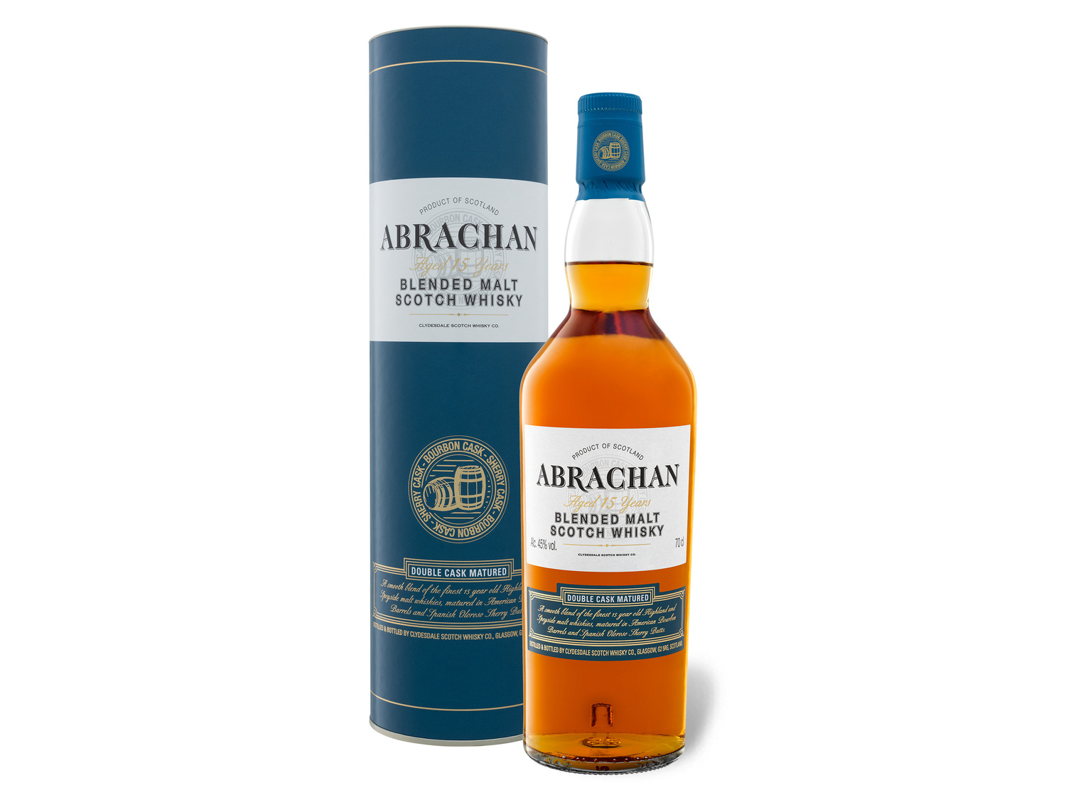 Abrachan Double Cask Matured Blended Malt Scotch Whisky 15 Jahre mit  Geschenkbox 45% Vol