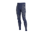 Dunkelblaue Herren-Sportleggings mit hellgrauen vertikalen und diagonalen Streifen.