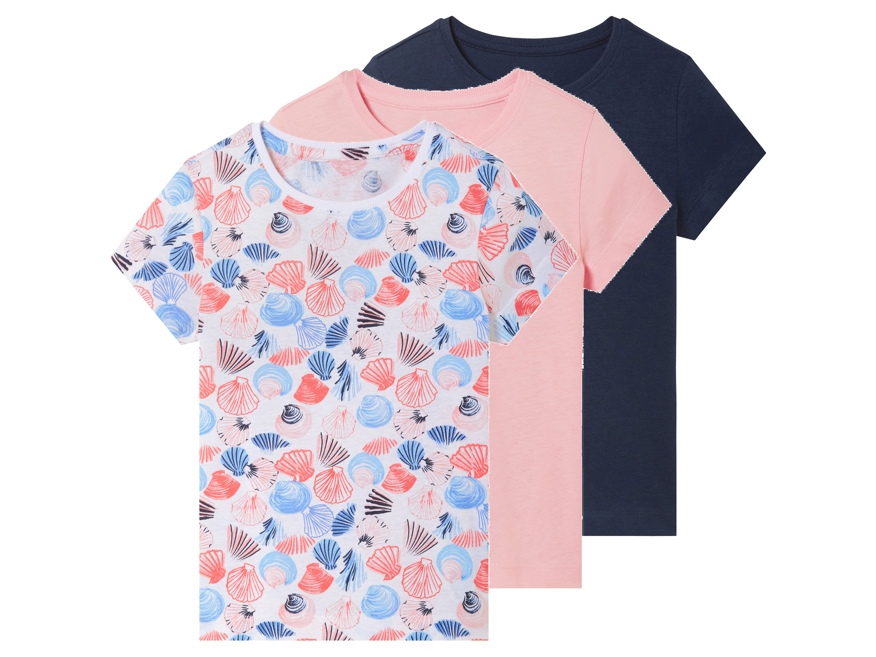 lupilu® Kleinkinder Mädchen T-Shirt 3er Pack (rose/navy/AOP, 122/128)““ | rose/hellblau