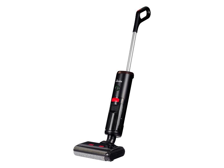 Vileda JetClean 3-in-1 Bodenreiniger in Schwarz und Silber mit roten und grünen Knöpfen.