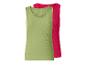 Set aus zwei gerippten Tanktops, einem grünen und einem fuchsiafarbenen.