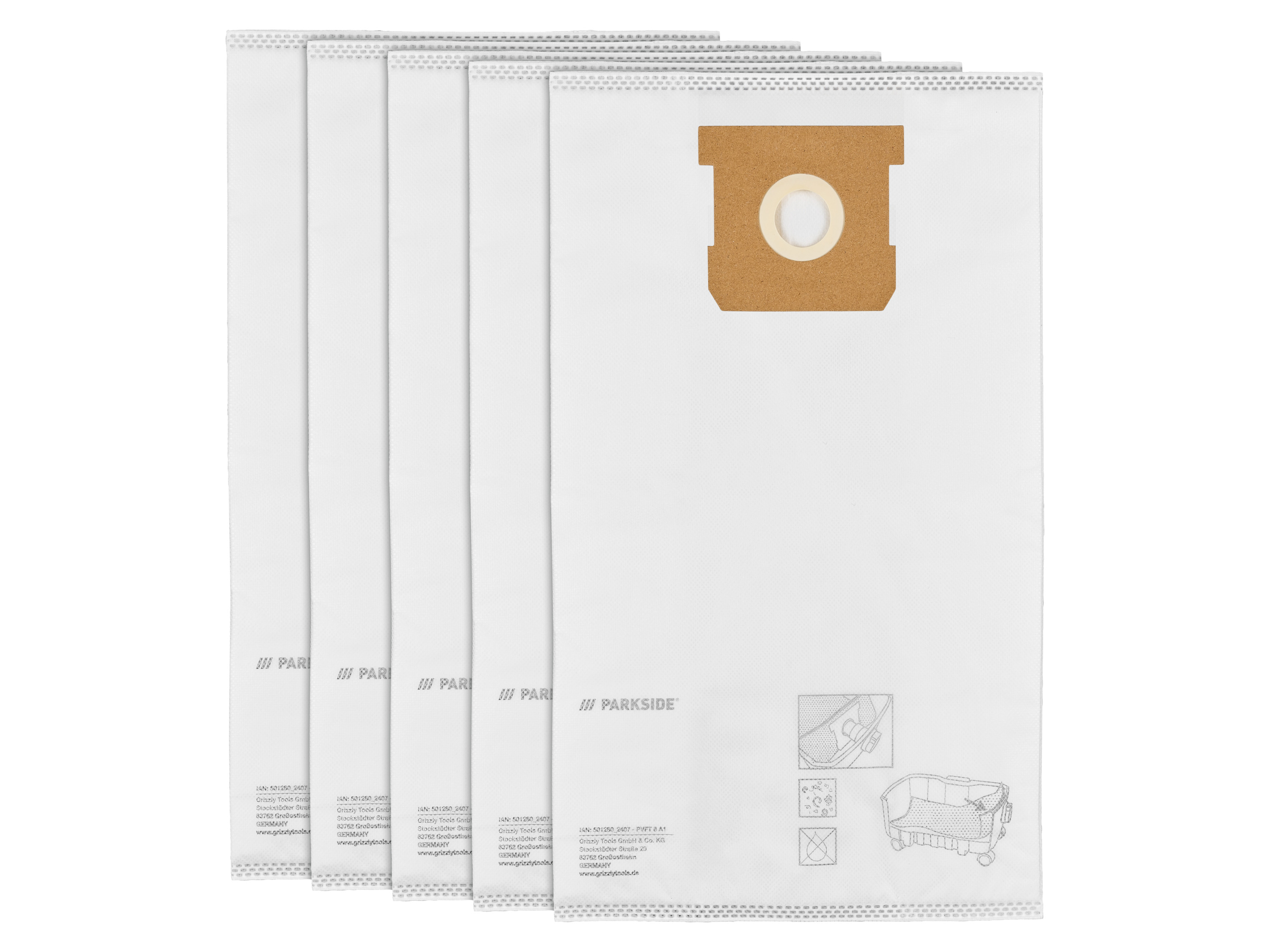 PARKSIDE® Filtertüten PFT 8 A1 (Vliesfilterbeutel 5 tlg.)““ | Vlies-Filtertüten »Pvft 8 A1« : Mikrofaser, 3-lagig Volumen: 8 l Maße: ca. L 39 x B 23 x H 13 cm Gewicht: Filtertüten »Pft 8 A1« : ca. 420 g