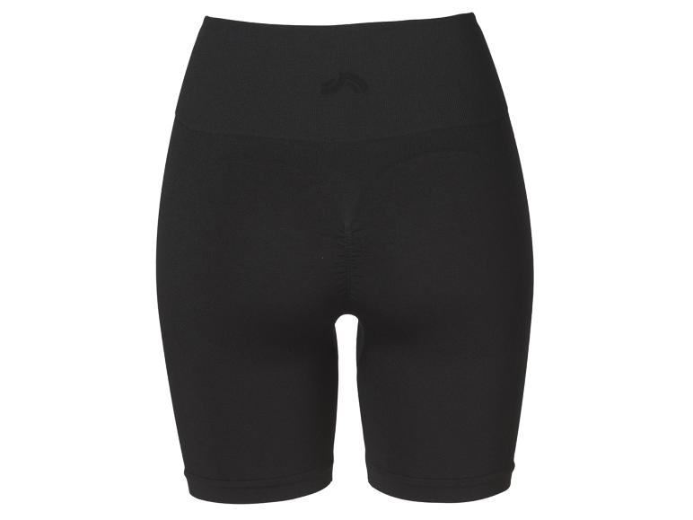 Schwarze, nahtlose Sportshorts mit hoher Taille und Raffung am Po